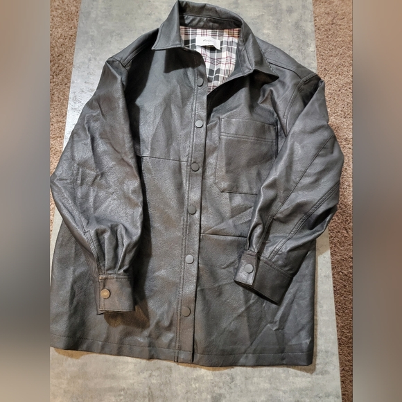 KanCan Jackets & Blazers - Kancan oversized faux leather shirt jacket large